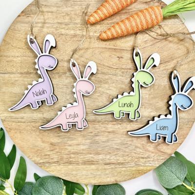 Personalized Easter Dinosaur bunny basket tag, Easter Basket Tag, Dinosaur bunny Tag, Easter, Dino Easter Tag