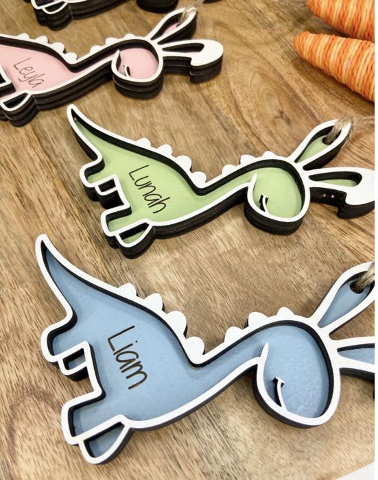 Personalized Easter Dinosaur bunny basket tag, Easter Basket Tag, Dinosaur bunny Tag, Easter, Dino Easter Tag