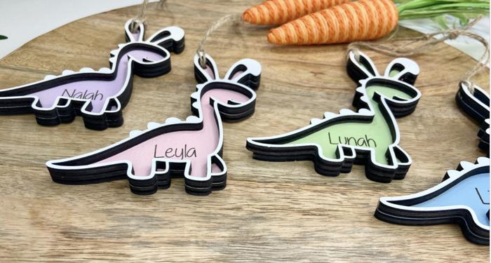 Personalized Easter Dinosaur bunny basket tag, Easter Basket Tag, Dinosaur bunny Tag, Easter, Dino Easter Tag