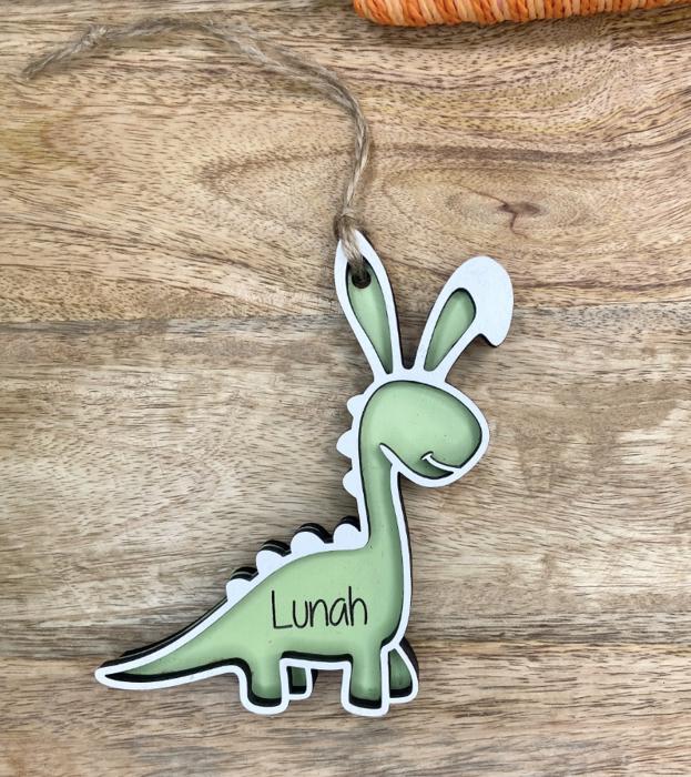 Personalized Easter Dinosaur bunny basket tag, Easter Basket Tag, Dinosaur bunny Tag, Easter, Dino Easter Tag