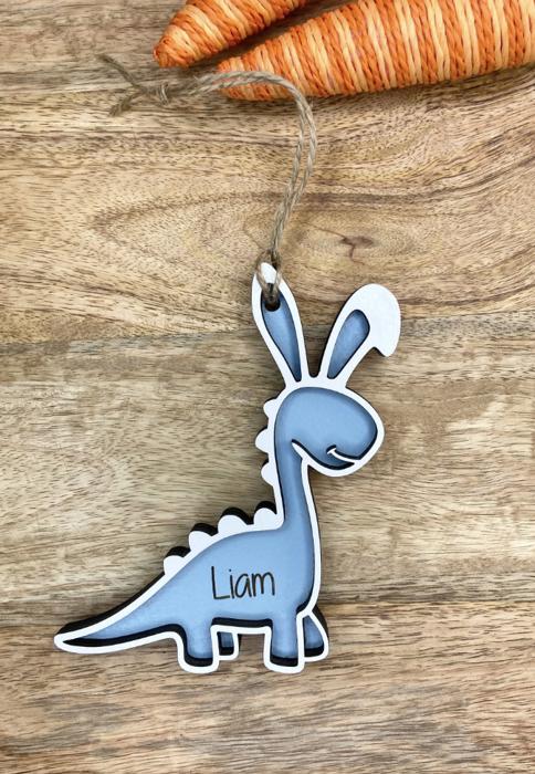 Personalized Easter Dinosaur bunny basket tag, Easter Basket Tag, Dinosaur bunny Tag, Easter, Dino Easter Tag