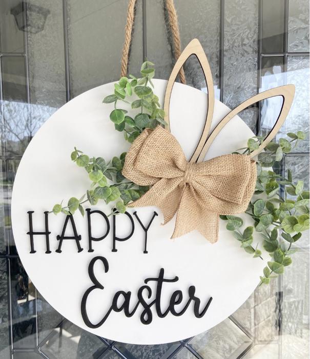 Happy Easter Door Hanger, Spring Home Decor, Easter Door Hanger, Spring Porch Decor