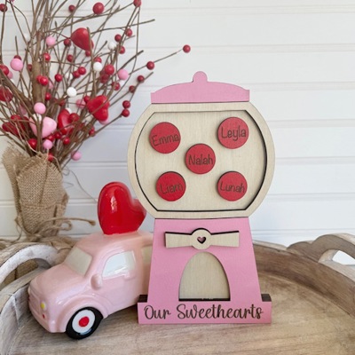 Personalized Valentines Family Signs, Valentines Day Decor, Our Sweethearts Gum ball Machine , Valentines Gift for Grandma, Gift for mom