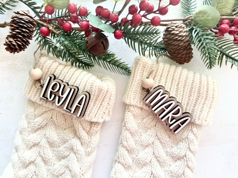 Personalized Stocking Tags, Christmas Tags, Wooden Name Tag