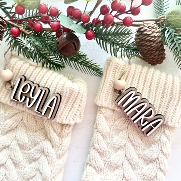 Personalized Stocking Tags, Christmas Tags, Wooden Name Tag