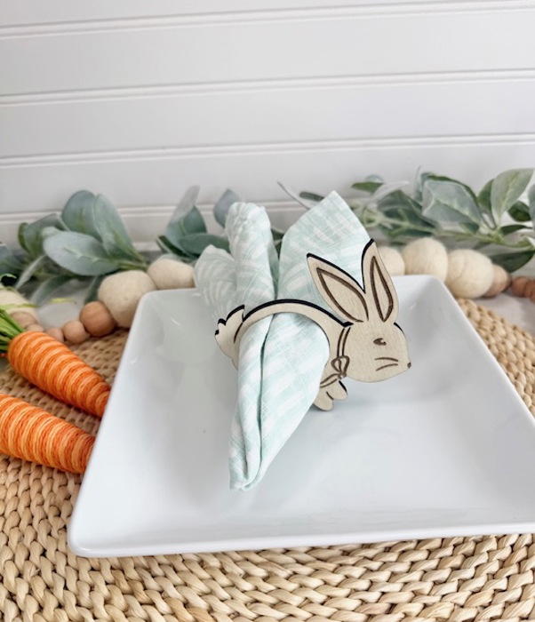 Wooden Easter Bunny Napkin Rings: Spring Table Decor, Place Settings & Festive Holiday Home Accents