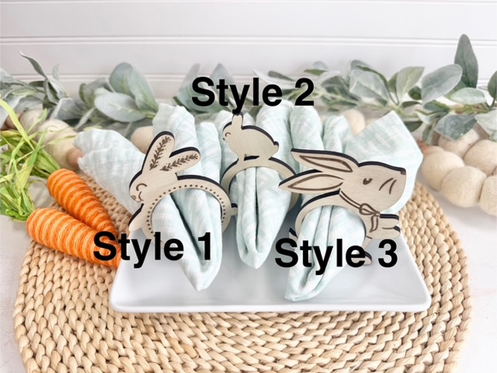 Wooden Easter Bunny Napkin Rings: Spring Table Decor, Place Settings & Festive Holiday Home Accents