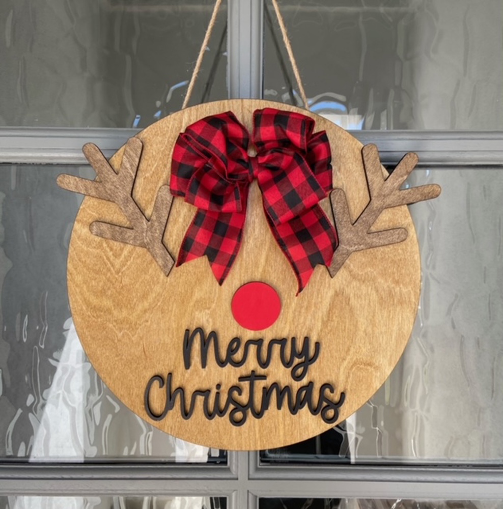 Reindeer Door Sign, Christmas Door Sign