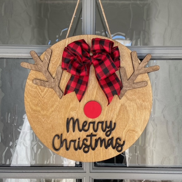 Reindeer Door Sign, Christmas Door Sign