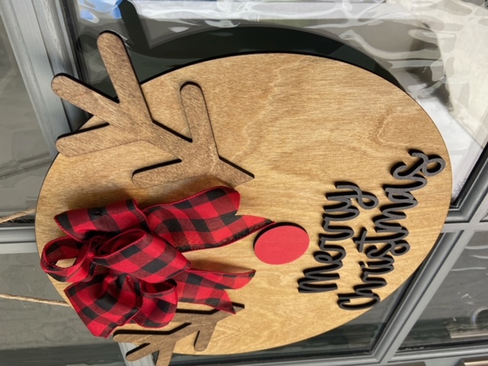 Reindeer Door Sign, Christmas Door Sign