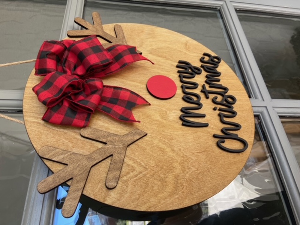 Reindeer Door Sign, Christmas Door Sign