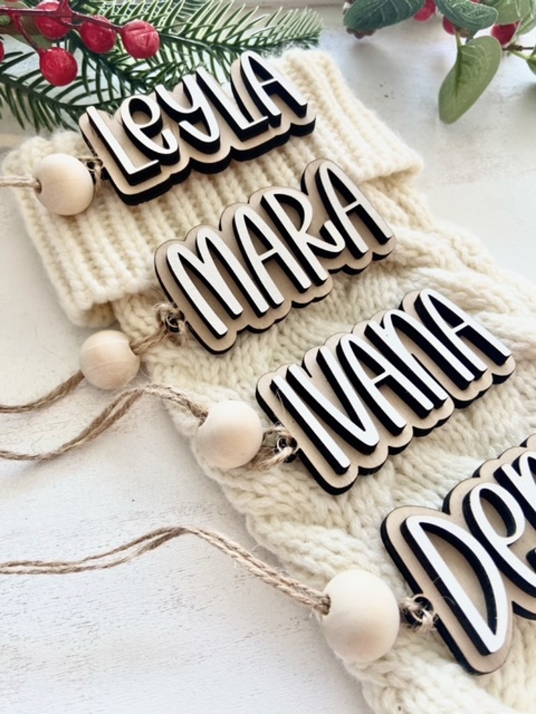 Personalized Stocking Tags, Christmas Tags, Wooden Name Tag