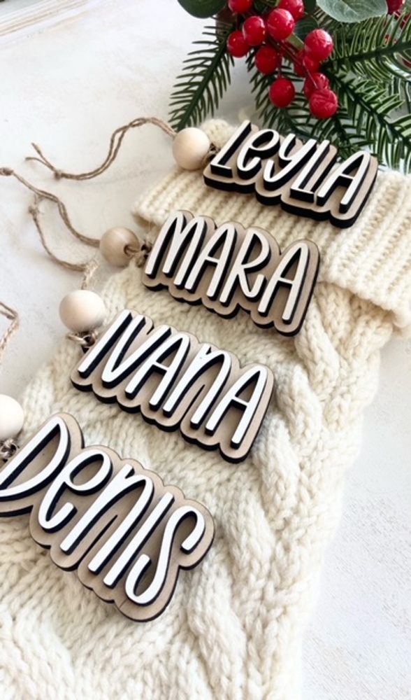 Personalized Stocking Tags, Christmas Tags, Wooden Name Tag