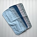 Blue, Teal & Grey 5-piece Burp Cloth Bundle - Set of 3 or 5 Handmade Burp Cloths