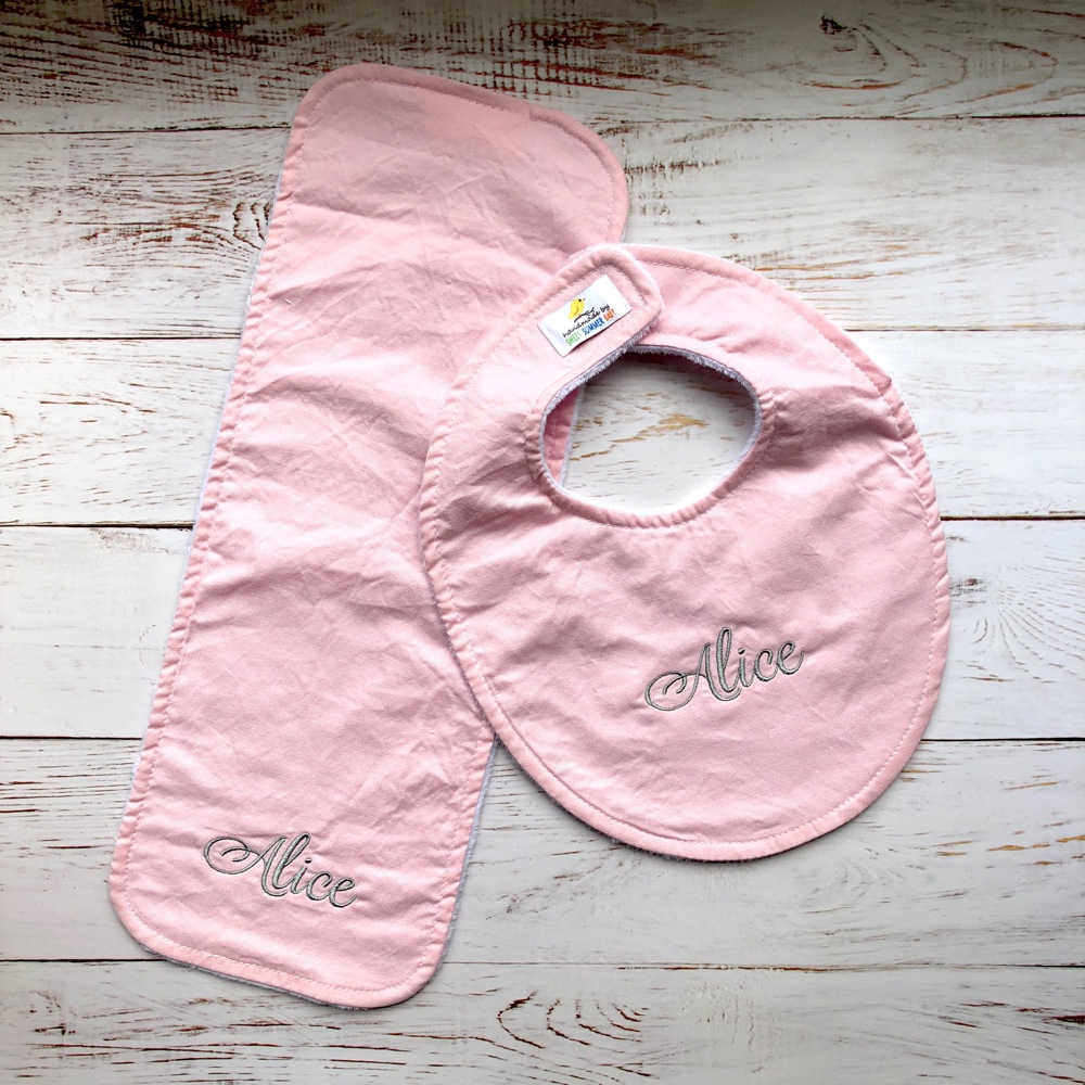 Personalized Boutique Bib & Burp Cloth Set