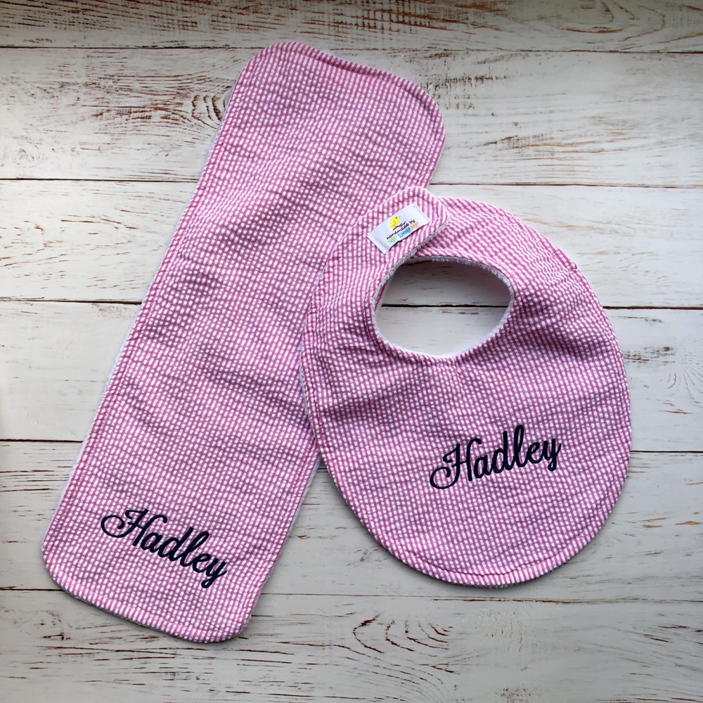 Personalized Boutique Bib & Burp Cloth Set