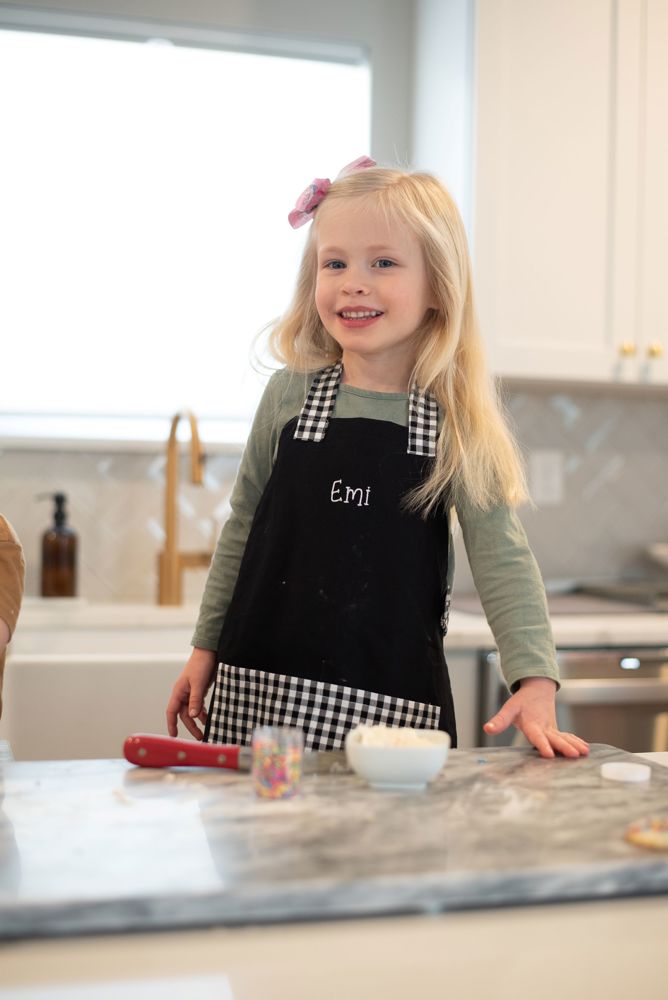 Kids Personalized Aprons - Baking Holiday Memories - Preschool though Big Kid sizes