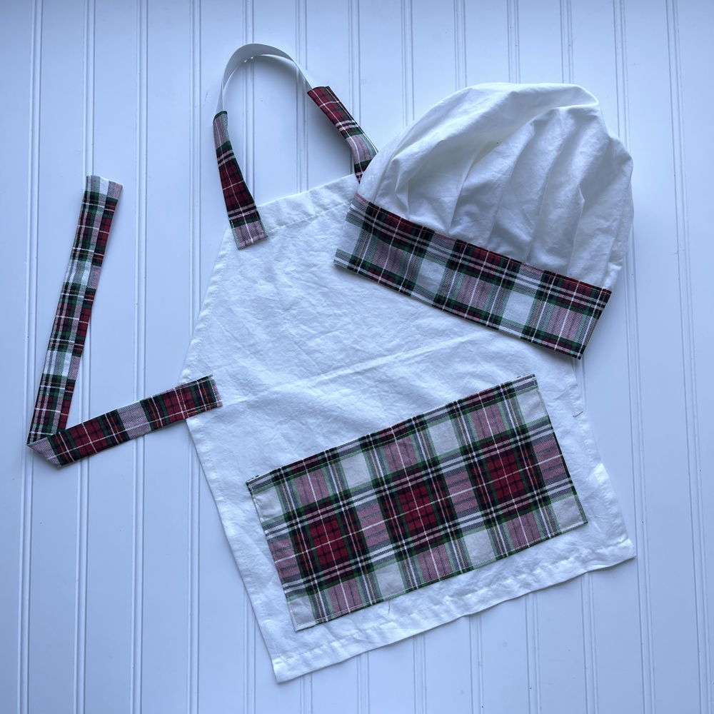 Little Chef Apron & Hat Set - Holiday Baking, Dress Up, Cookies for Santa