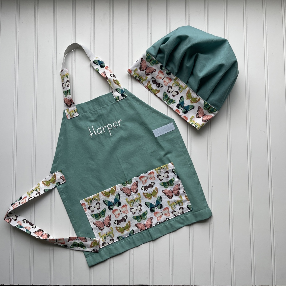 Little Chef Apron & Hat Set - Holiday Baking, Dress Up, Cookies for Santa