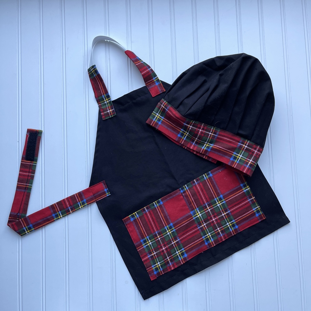 Little Chef Apron & Hat Set - Holiday Baking, Dress Up, Cookies for Santa