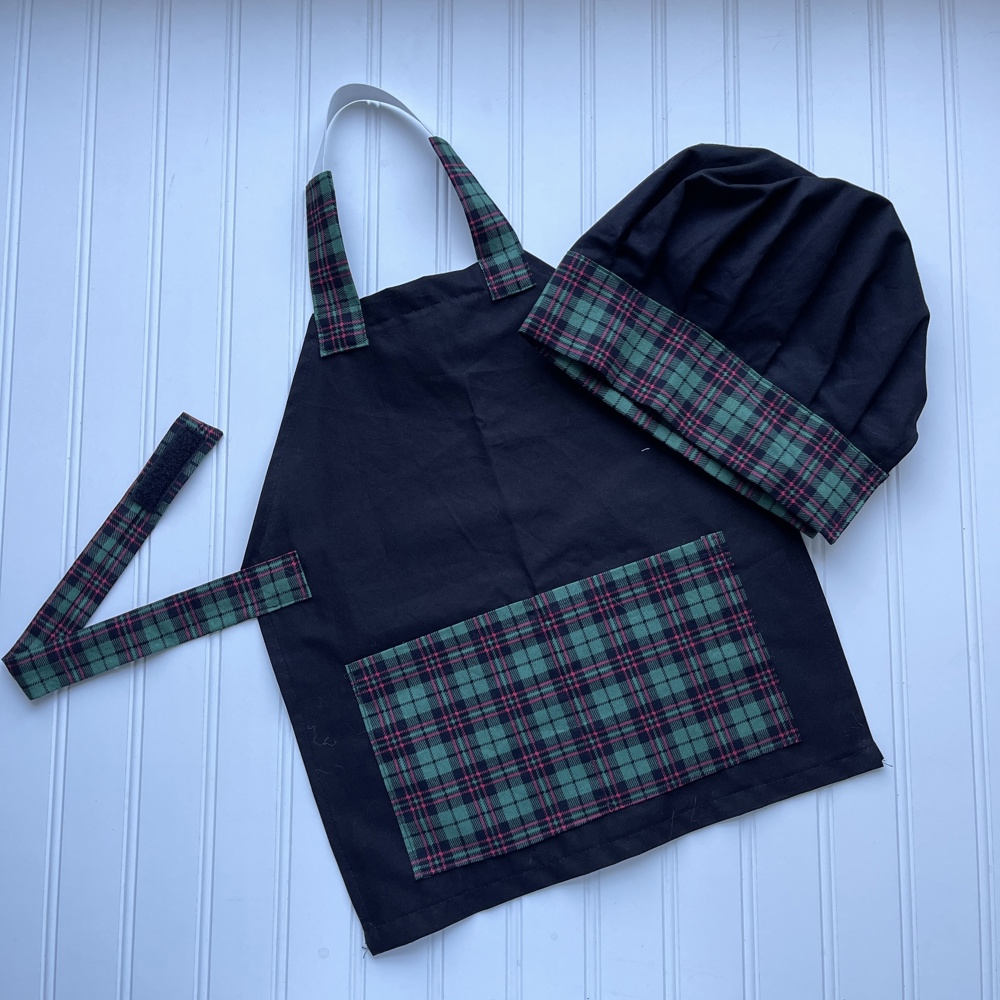 Little Chef Apron & Hat Set - Holiday Baking, Dress Up, Cookies for Santa