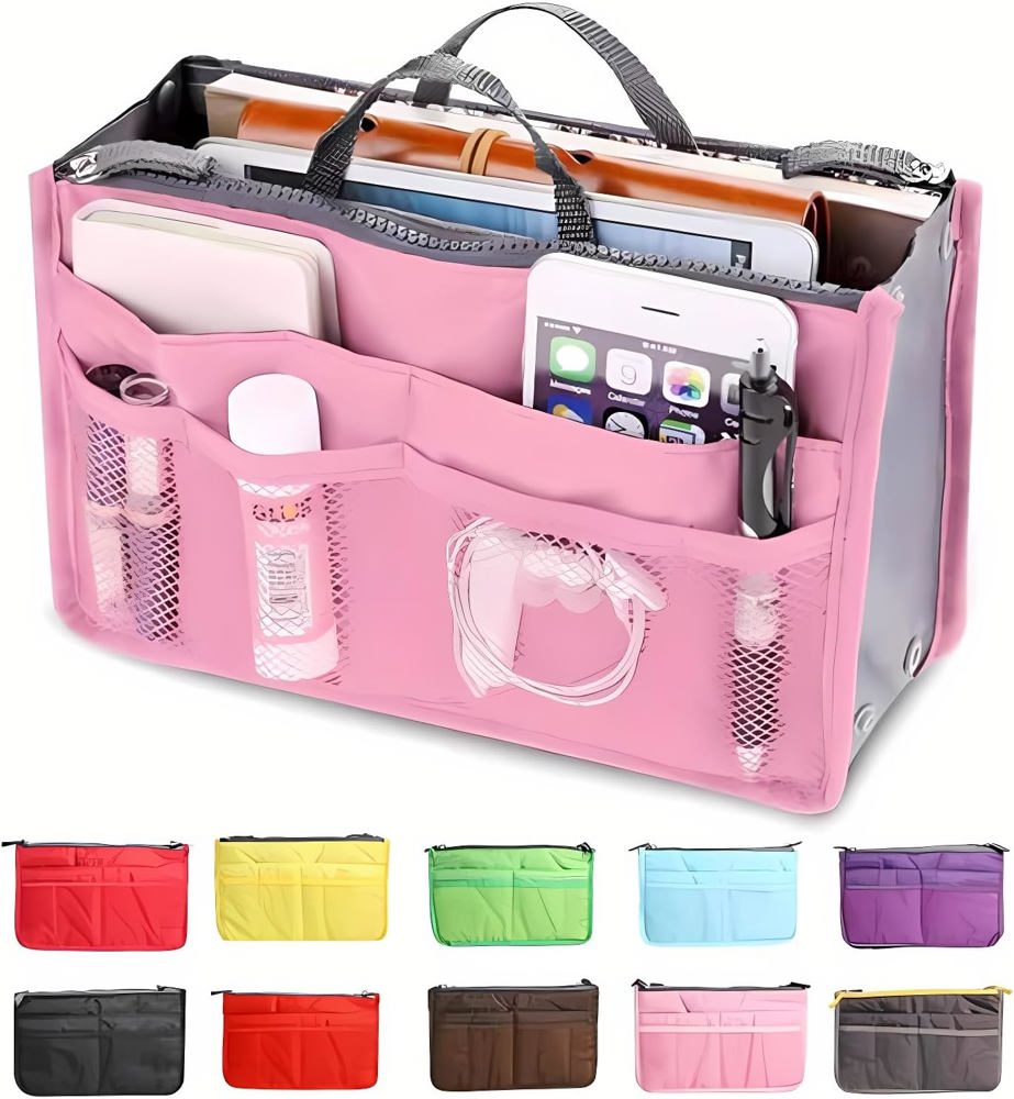 Carry-On Handbag/Purse with Insert Organizer for Cosmetics | 2 Pack