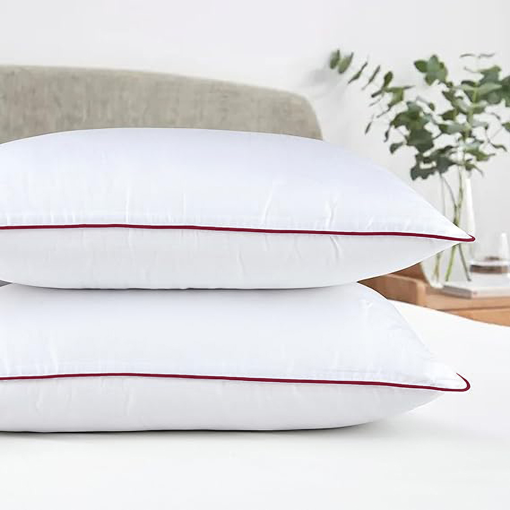 Set of 2 Plush Fiber Fill Standard Pillow with Piping