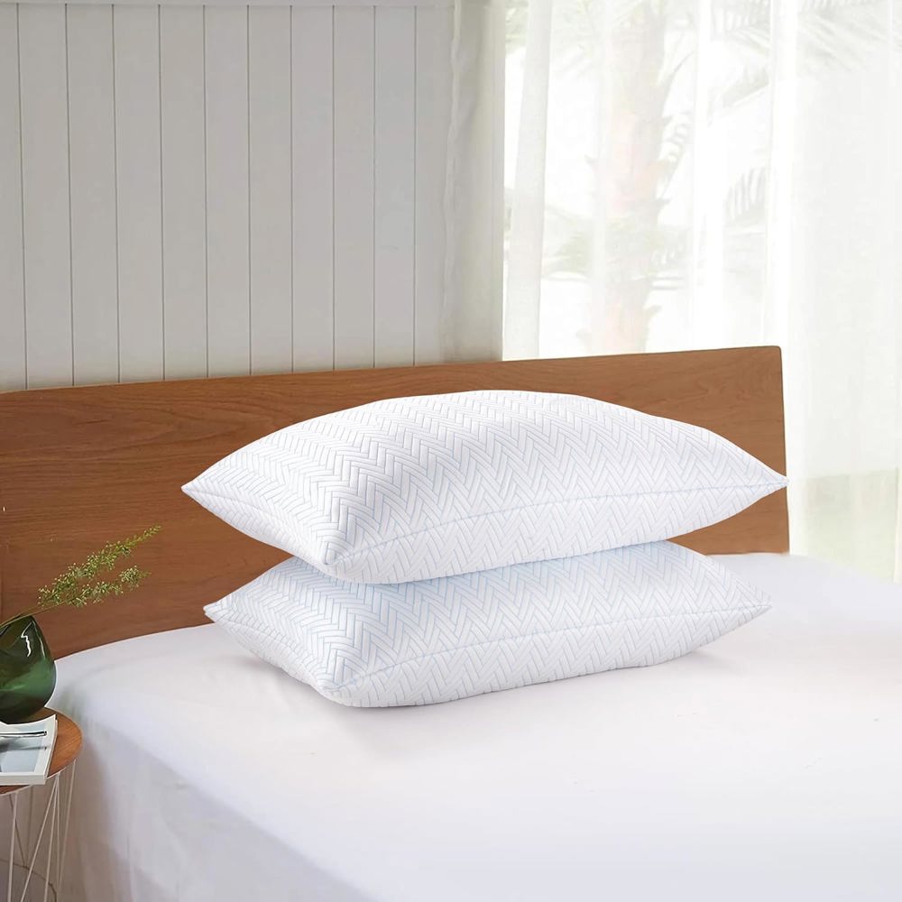 2-Pack | Soft & Plush Fiber Fill Adjustable Cooling Sleeping Pillow 