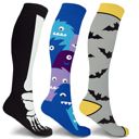 Style 1 S-M 3-Pair Knee High Compression Halloween Socks