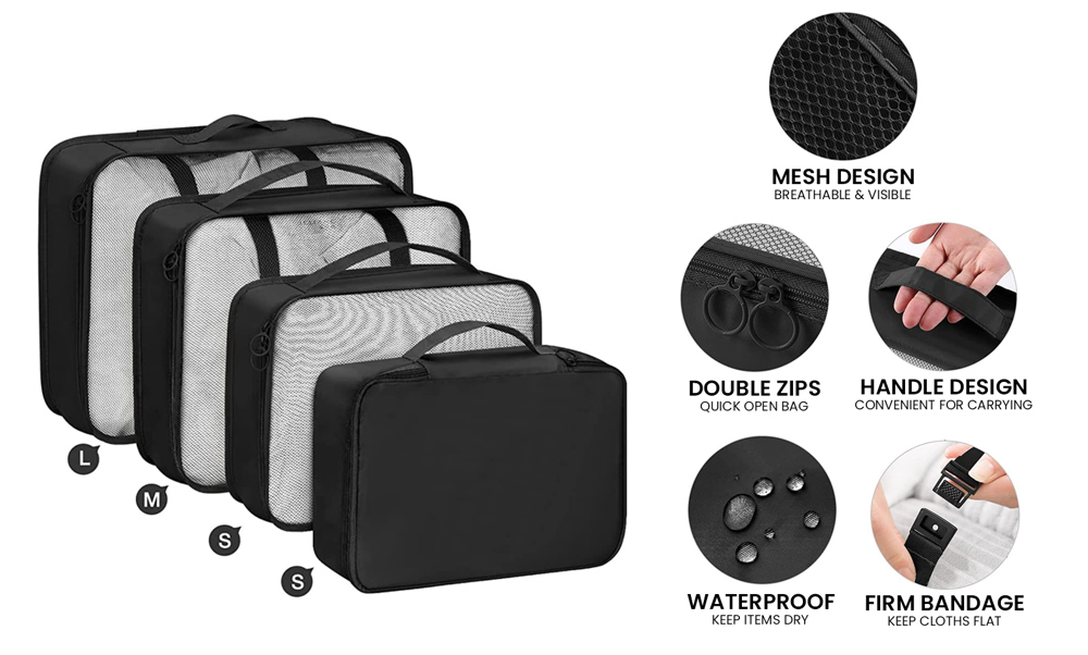 8-Piece Lightweight Compact Organizing Packing Cubes