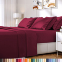 Burgundy California King Luxury 6-Piece Rayon from Bamboo Bed Sheet Set