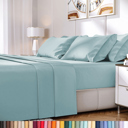 Light Teal California King Luxury 6-Piece Rayon from Bamboo Bed Sheet Set