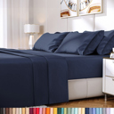 Navy California King Luxury 6-Piece Rayon from Bamboo Bed Sheet Set