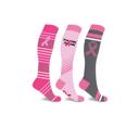 Pink S-M 3-Pair Knee High Breast Cancer Awareness Compression Socks Unisex | 2 Styles