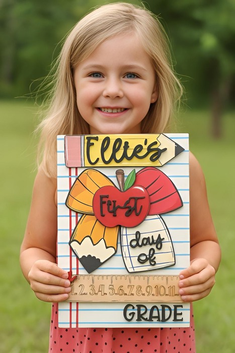 First Day of School Kids Photo Prop Personalized Sign 