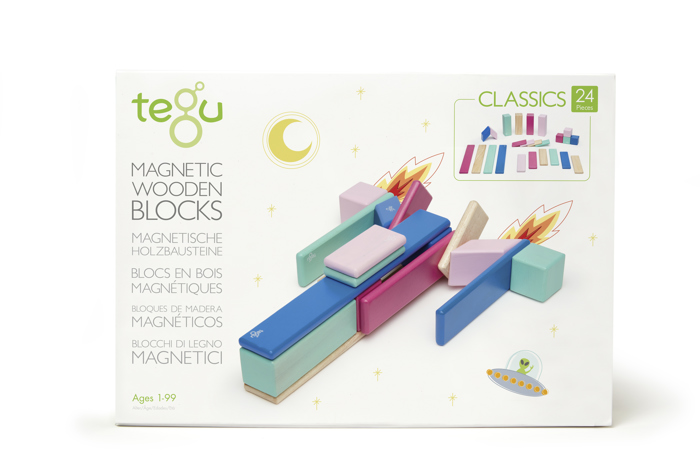 24 Piece Magnetic Wooden Block Set in Blossom