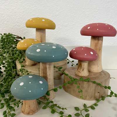 Colorful Cottage Mushroom Decorative Sitter Set
