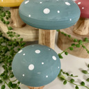 Blue Colorful Cottage Mushroom Decorative Sitter Set