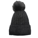 BLACK Sparkle Knit Pom Beanies - Many Colors