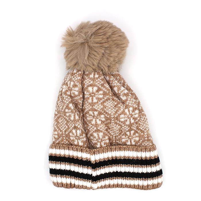 Double Layer Ribbed Knit Winter Pom Geometric Beanies - 7 colors