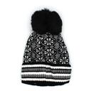  Double Layer Ribbed Knit Winter Pom Geometric Beanies - 7 colors