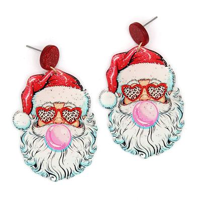 CHRISTmas Glitter Santa Claus Bubble Gum Drop Earrings
