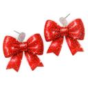  Glitter Christmas Red Bow Earrings