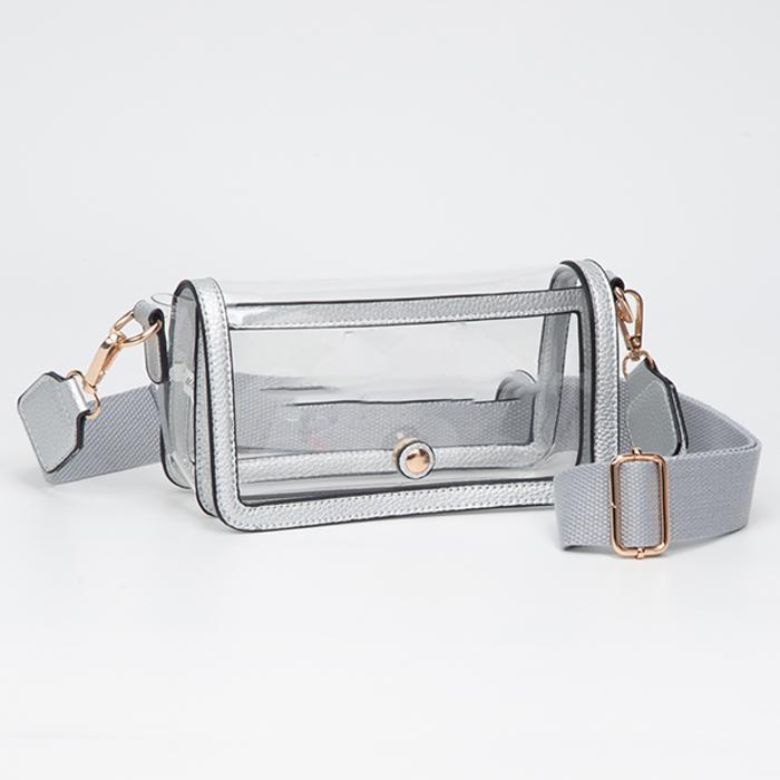 Fold Over Magnetic Snap Gameday Crossbody Clear - 10 COLORS