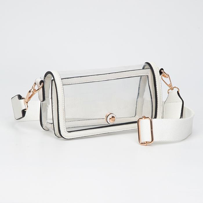 Fold Over Magnetic Snap Gameday Crossbody Clear - 10 COLORS
