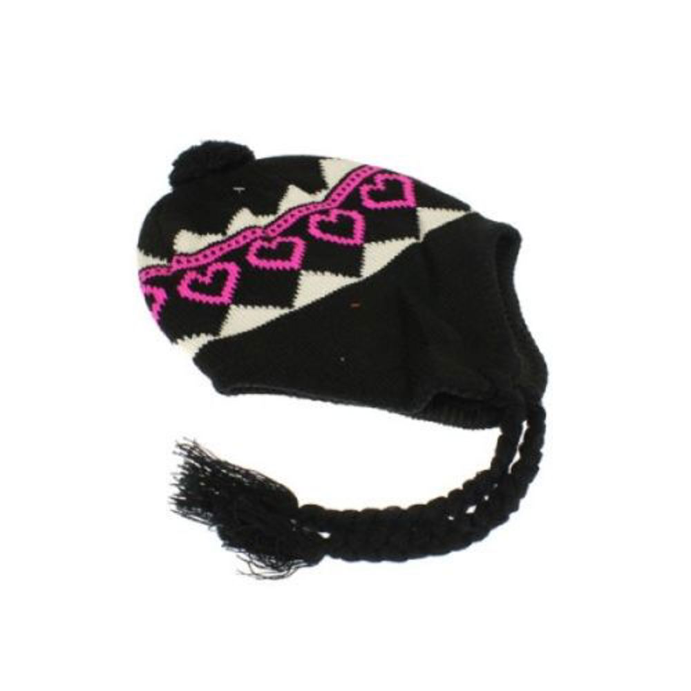 Super Cute Pink Hearts Pom Beanie