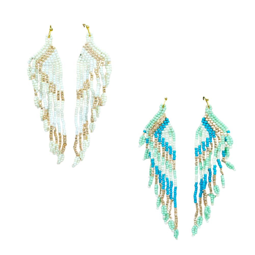 Seed Bead Fringe Earrings - 2 Styles - Free Shipping