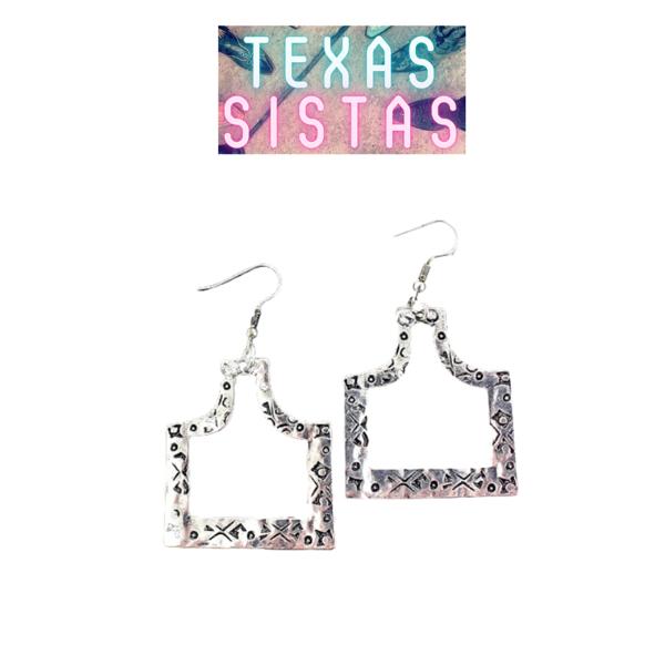 Silver Cattle Tag Earrings - Free Shipping