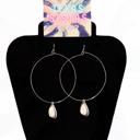  Big Circle White Stone Hoop Earrings