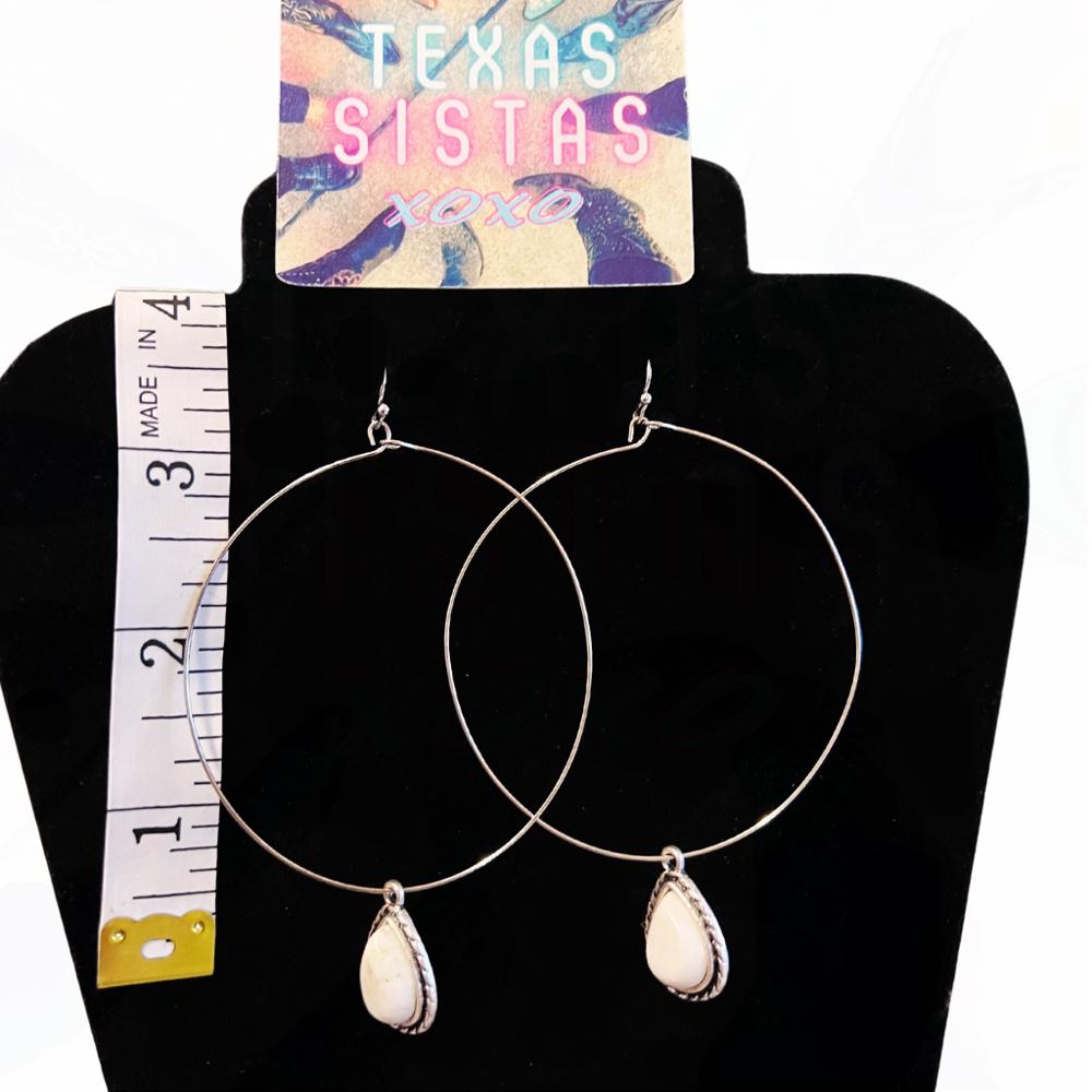 Big Circle White Stone Hoop Earrings